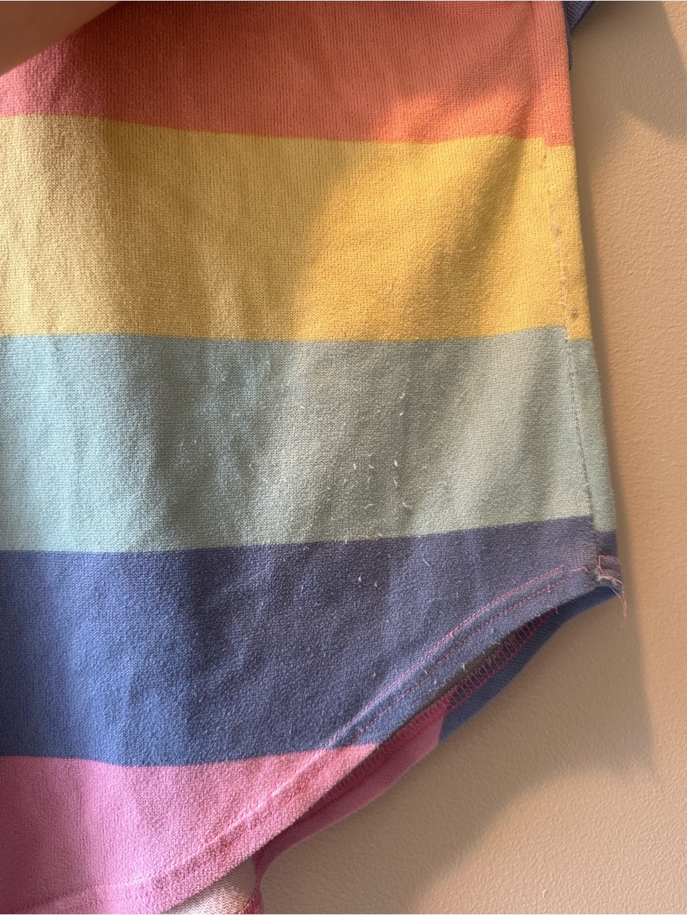 Bom Bom Pastel Rainbow Striped Short Sleeve Top - Yellow, Pink, Blue, Purple - Picture 4 of 5